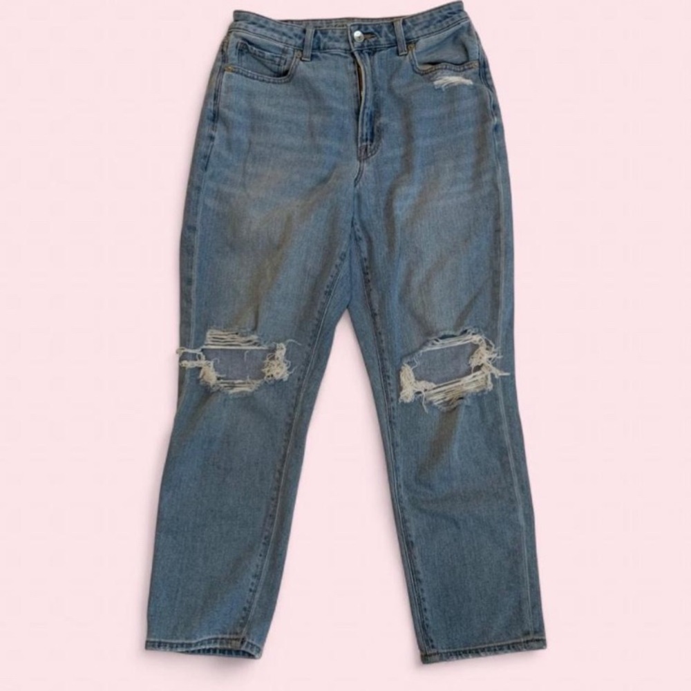 American Eagle Outfitters Light Blue Distressed Straight Leg Jeans